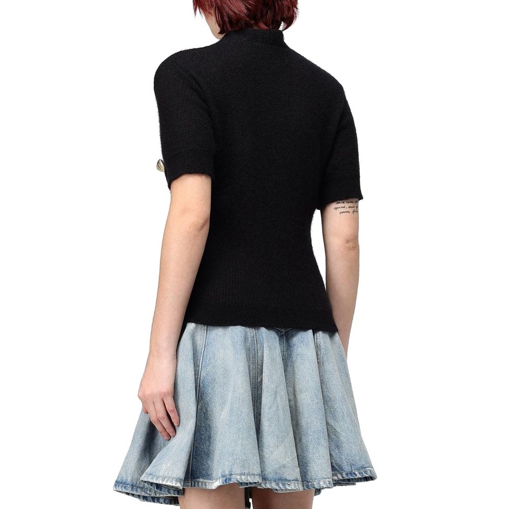 Balmain Black Wool Merino Top Glam Steals