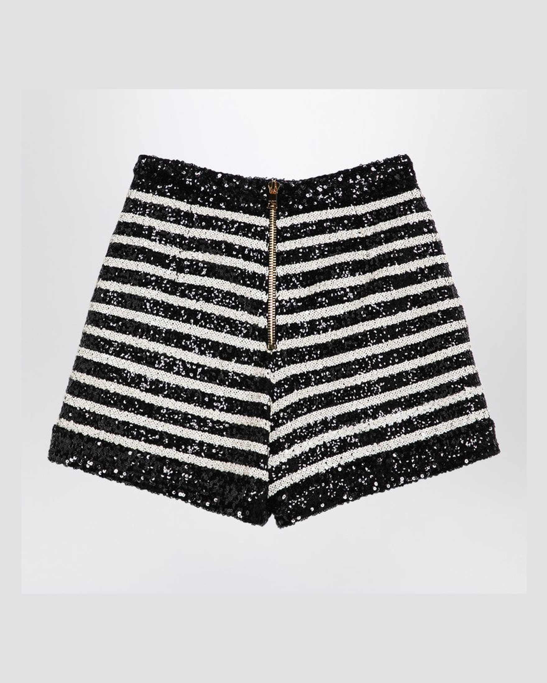 Balmain Black/white Striped Shorts with Sequins Glam Steals