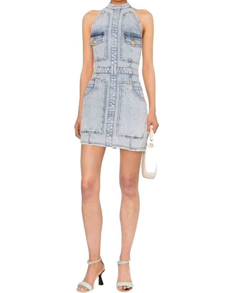 Balmain Blue Cotton Casual Dress Dresses