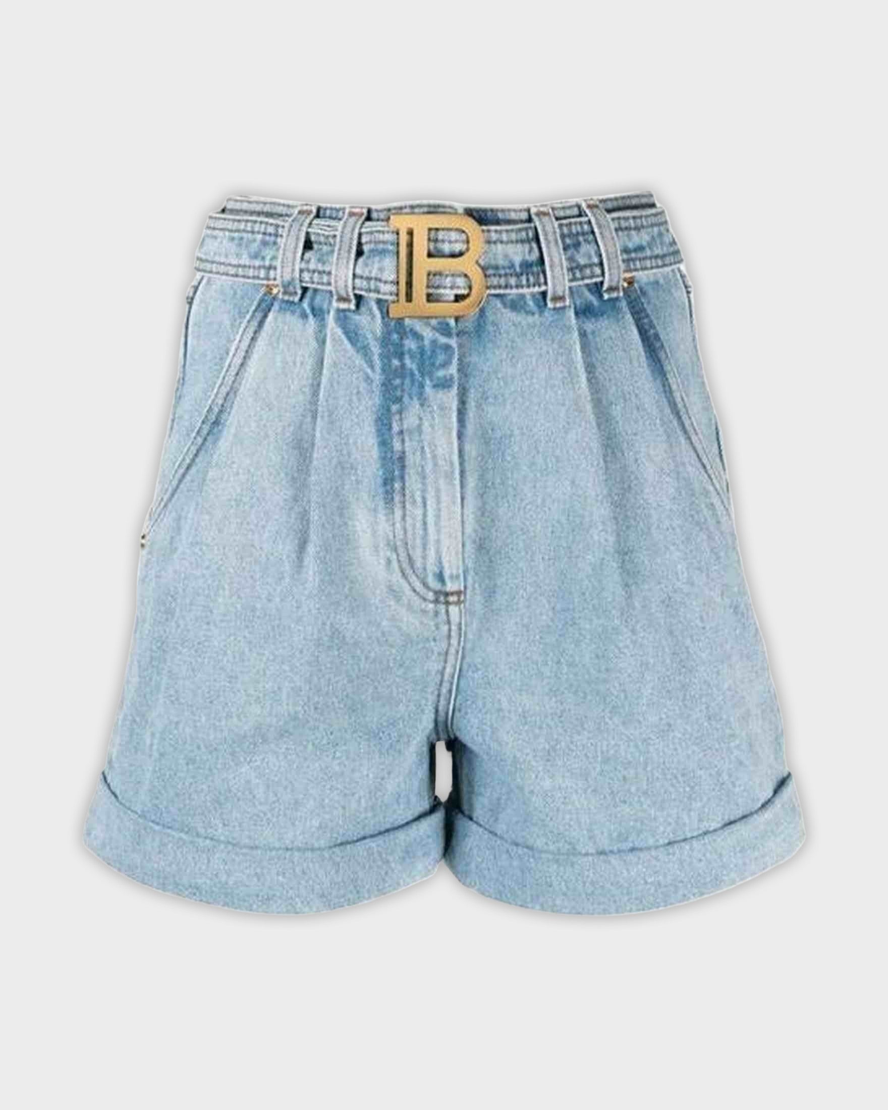 Balmain Blue Cotton Short Glam Steals