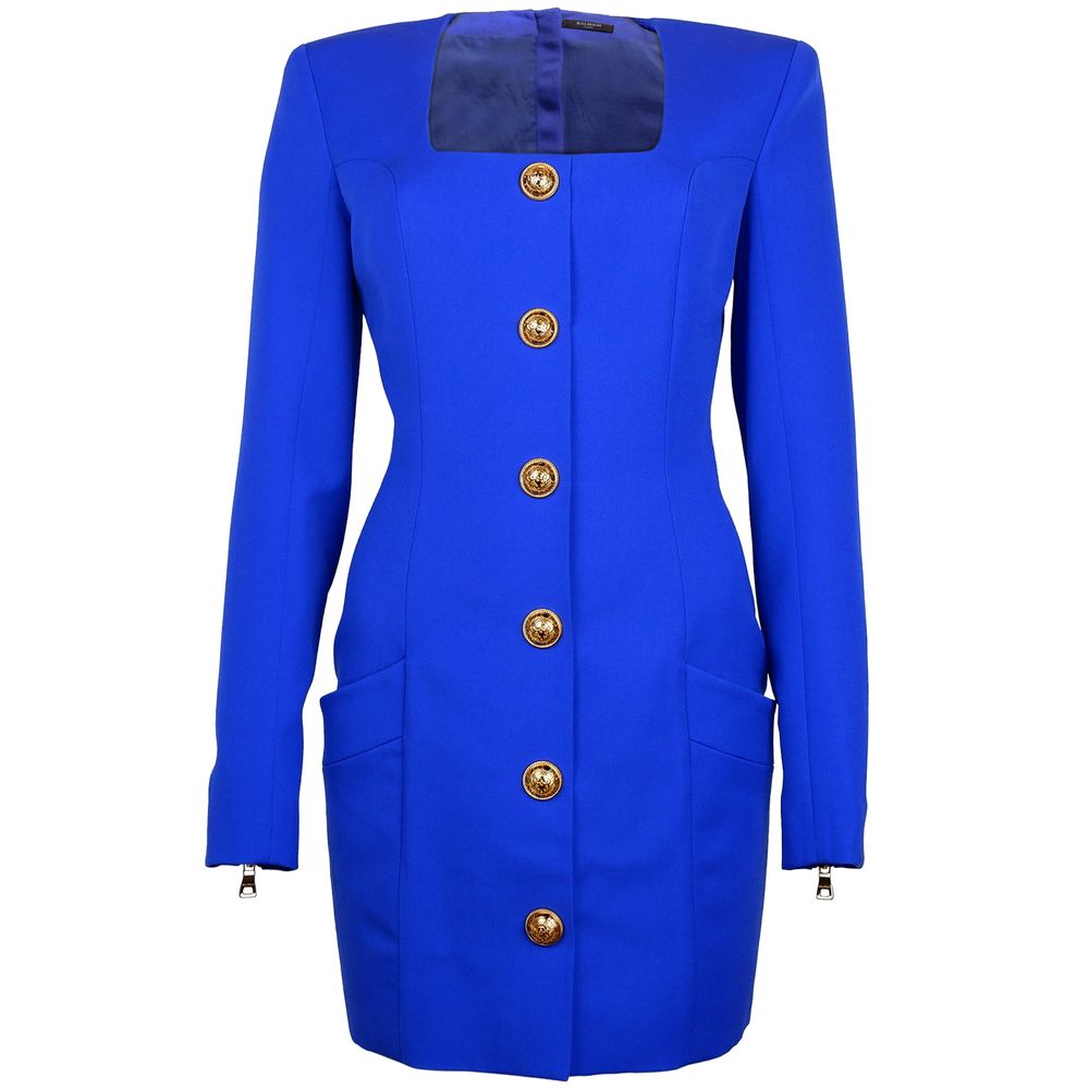 Balmain Blue Wool Dress Glam Steals