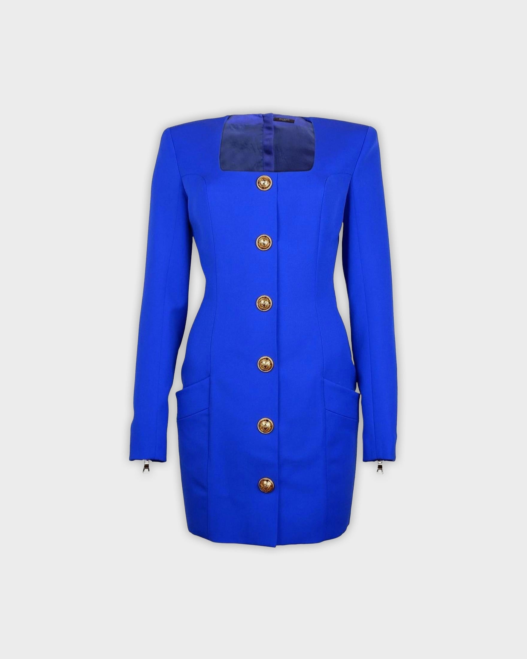 Balmain Blue Wool Dress Glam Steals