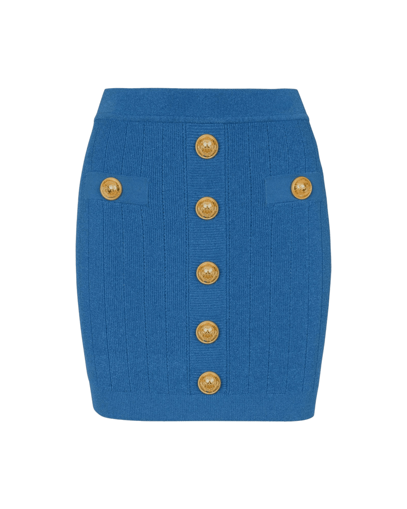 Balmain Button Detail Knitted Miniskirt Glam Steals