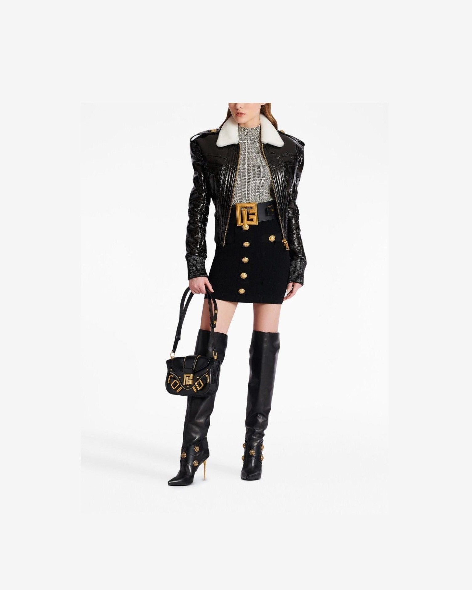 Balmain Button Detail Knitted Miniskirt Glam Steals