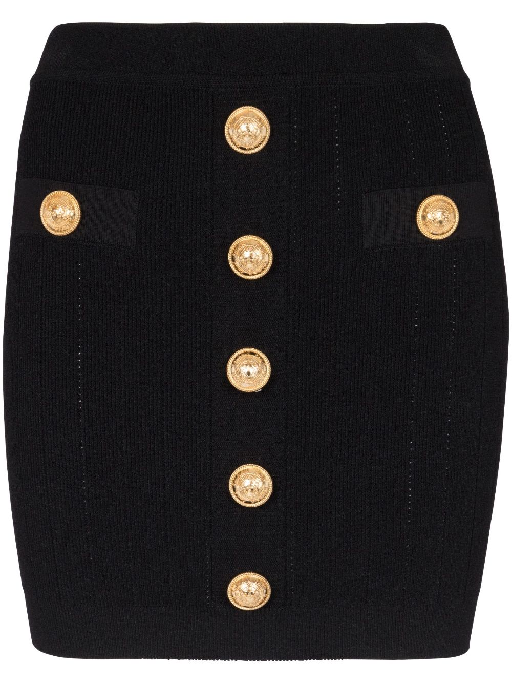 Balmain Button Detail Knitted Miniskirt Glam Steals