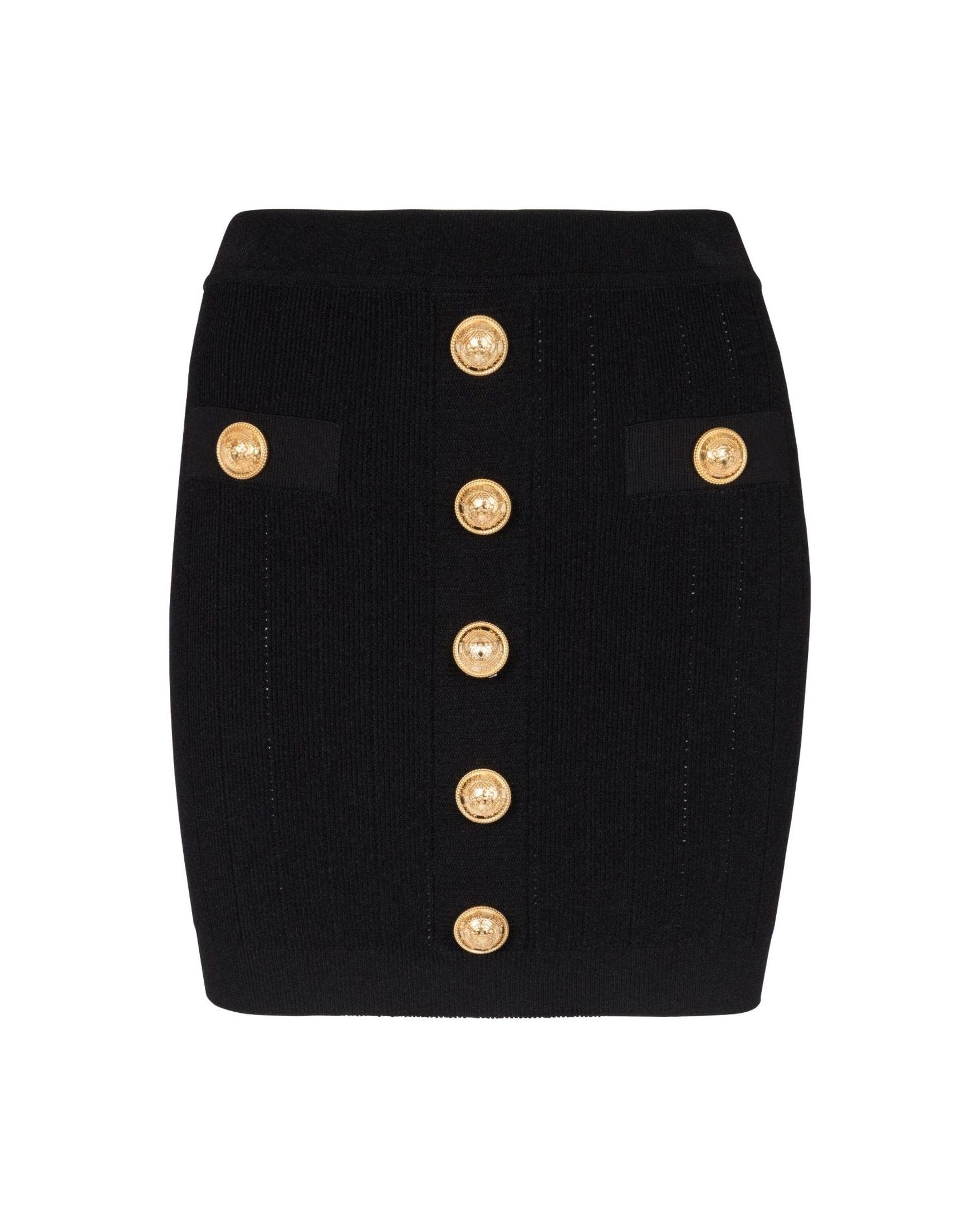 Balmain Button Embellished Knitted Skirt Glam Steals