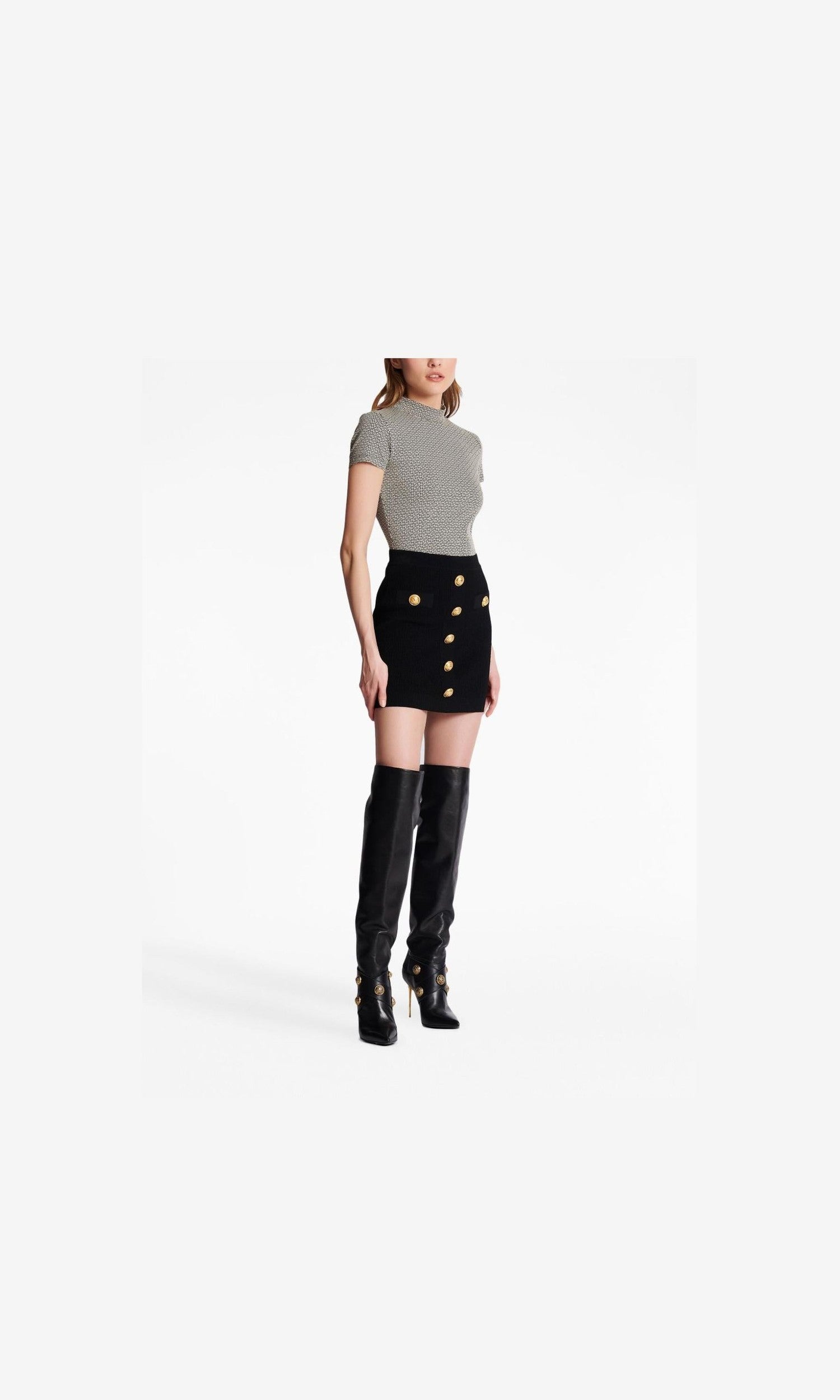 Balmain Button Embellished Knitted Skirt Glam Steals