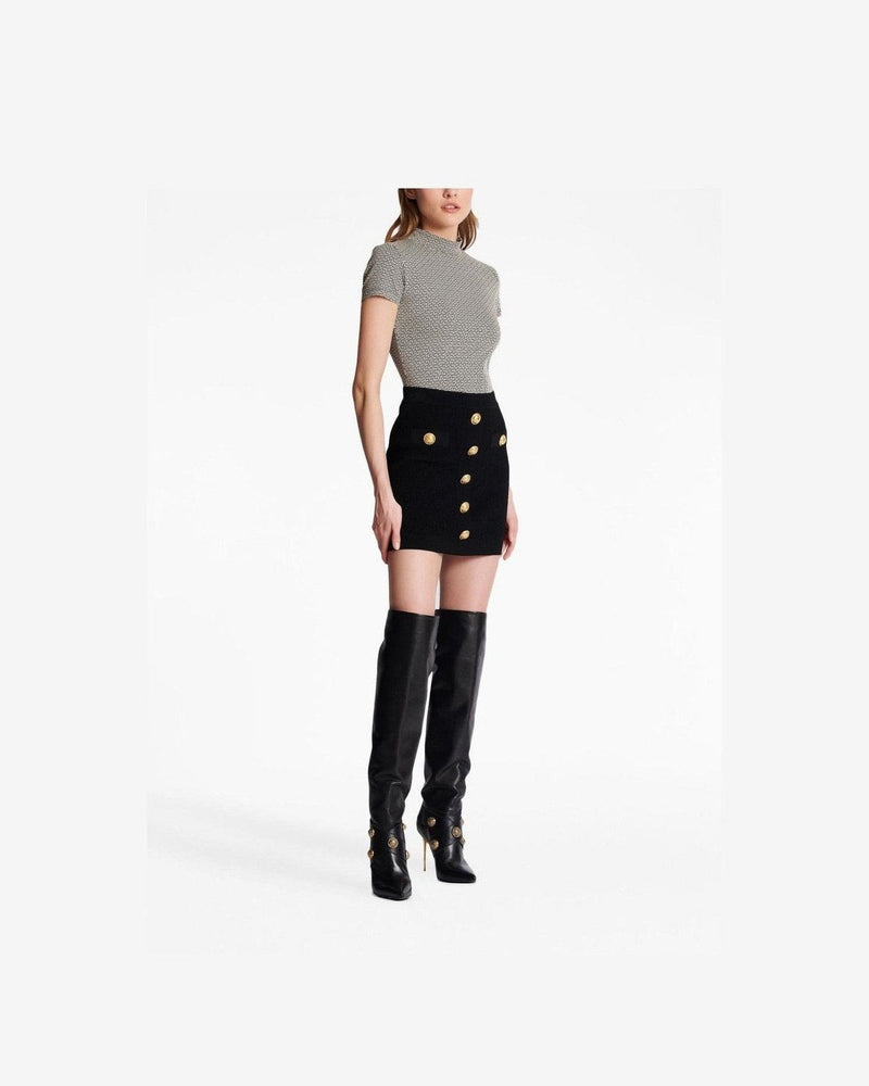 Balmain Button Embellished Knitted Skirt Glam Steals