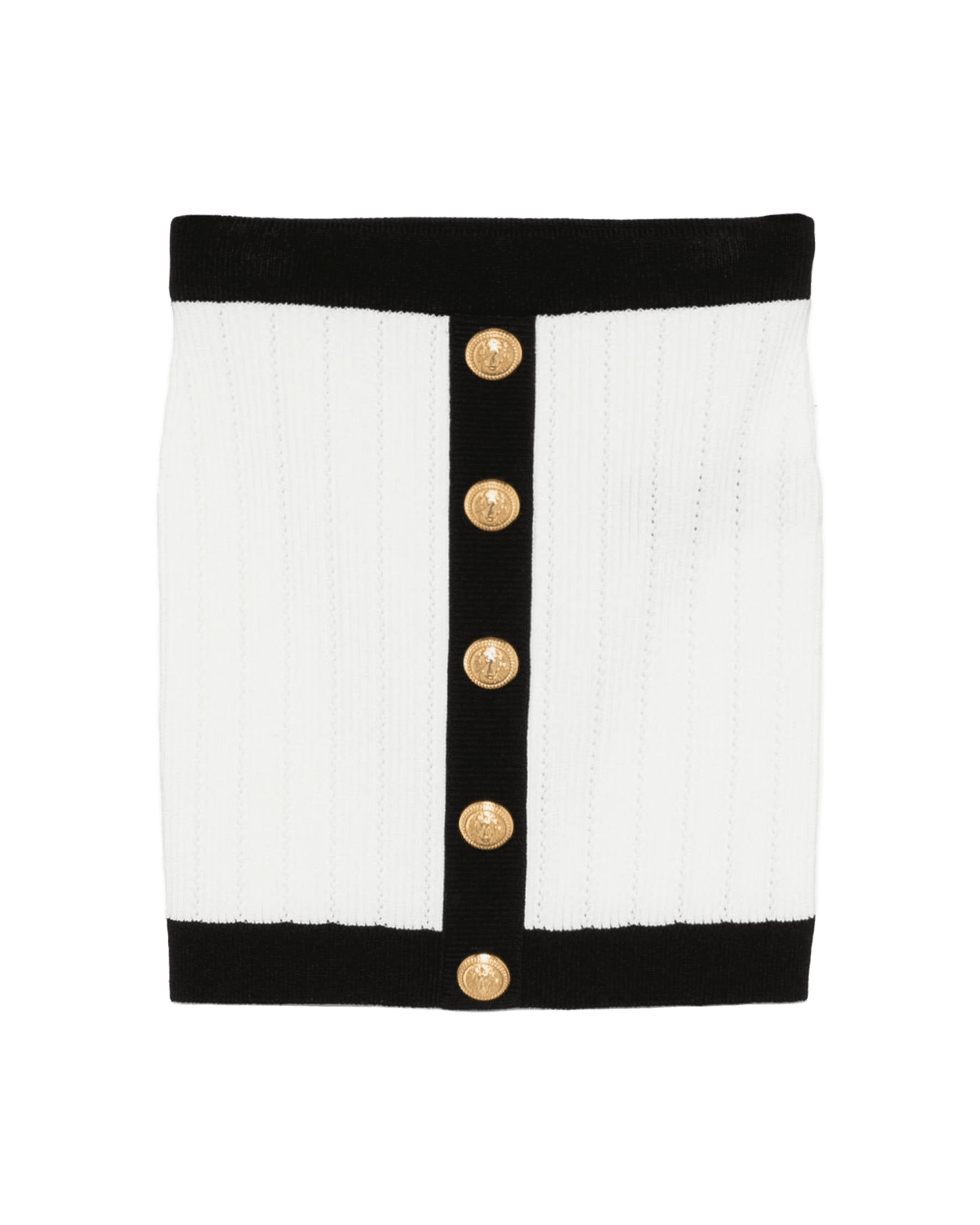 Balmain Button Embellished Ribbed Knit Mini Skirt Glam Steals