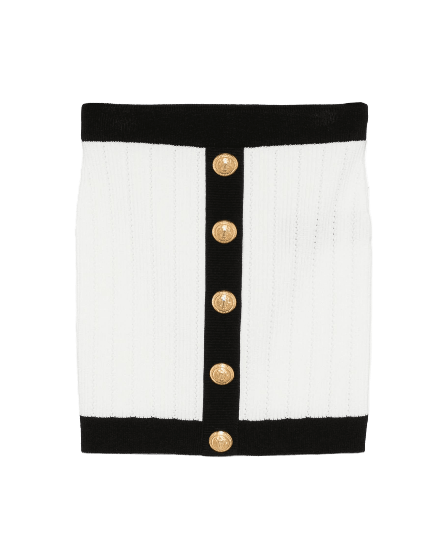 Balmain Button Embellished Ribbed Knit Mini Skirt Glam Steals
