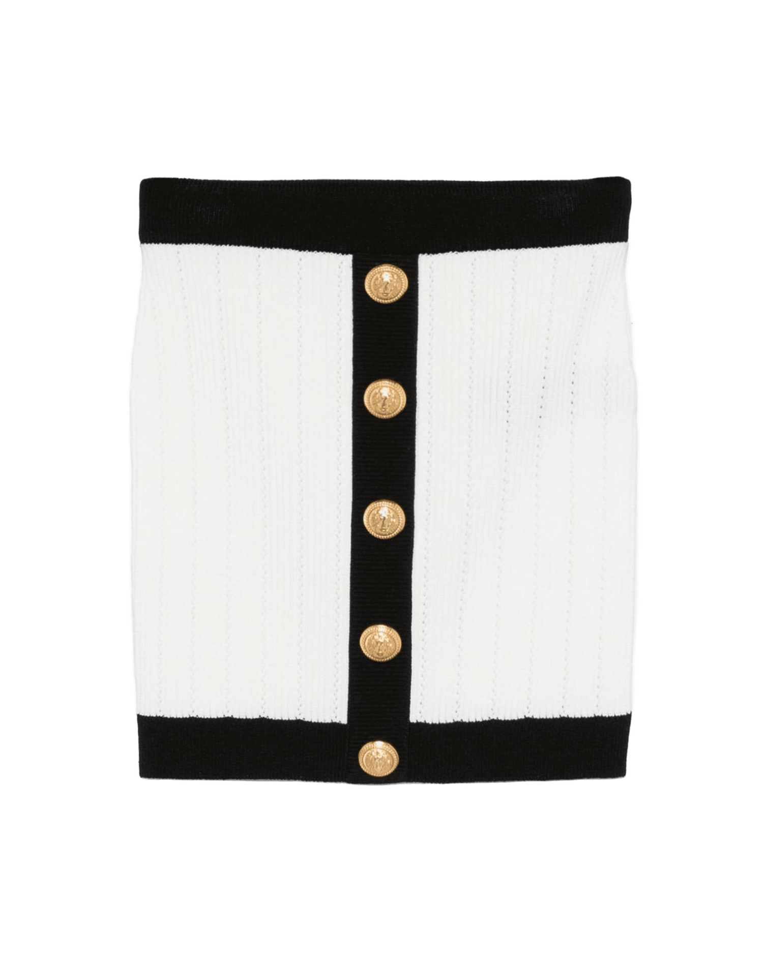 Balmain Button Embellished Ribbed Knit Mini Skirt Glam Steals