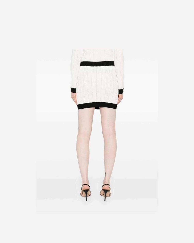 Balmain Button Embellished Ribbed Knit Mini Skirt Glam Steals