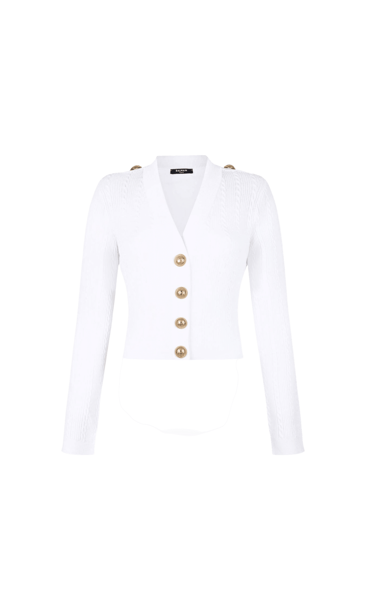 Balmain Button Trim Cable Knit Cardigan Glam Steals