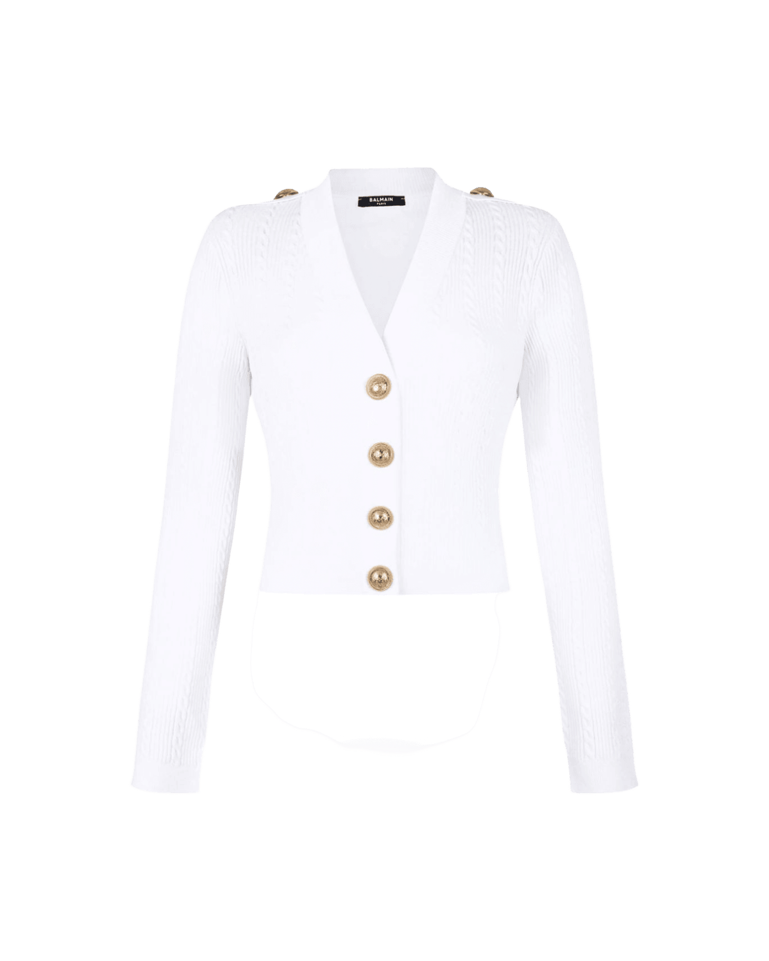 Balmain Button Trim Cable Knit Cardigan Glam Steals