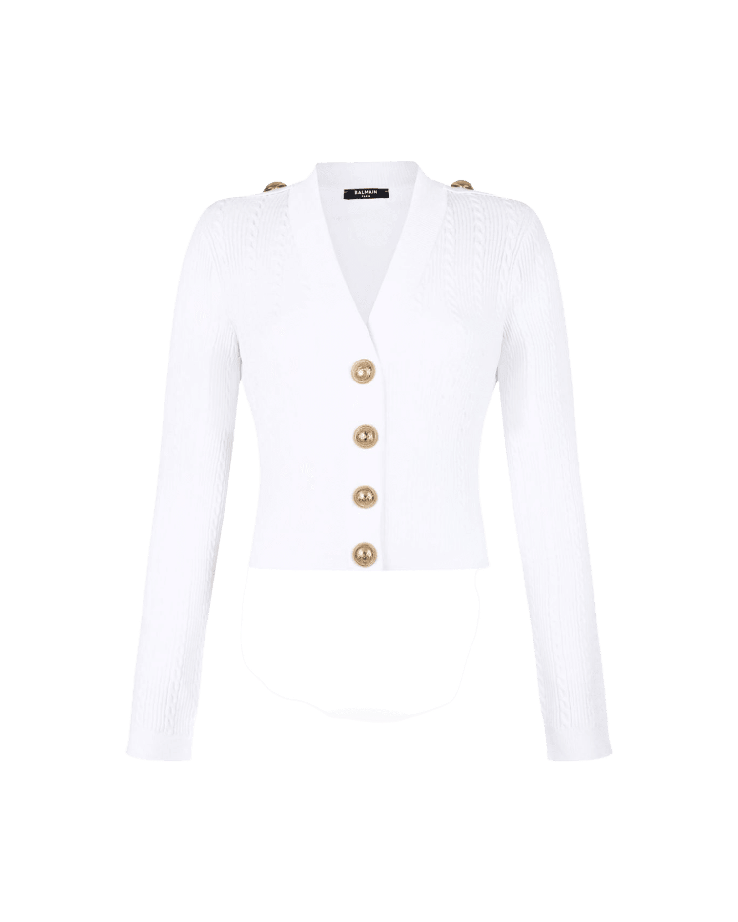 Balmain Button Trim Cable Knit Cardigan Glam Steals