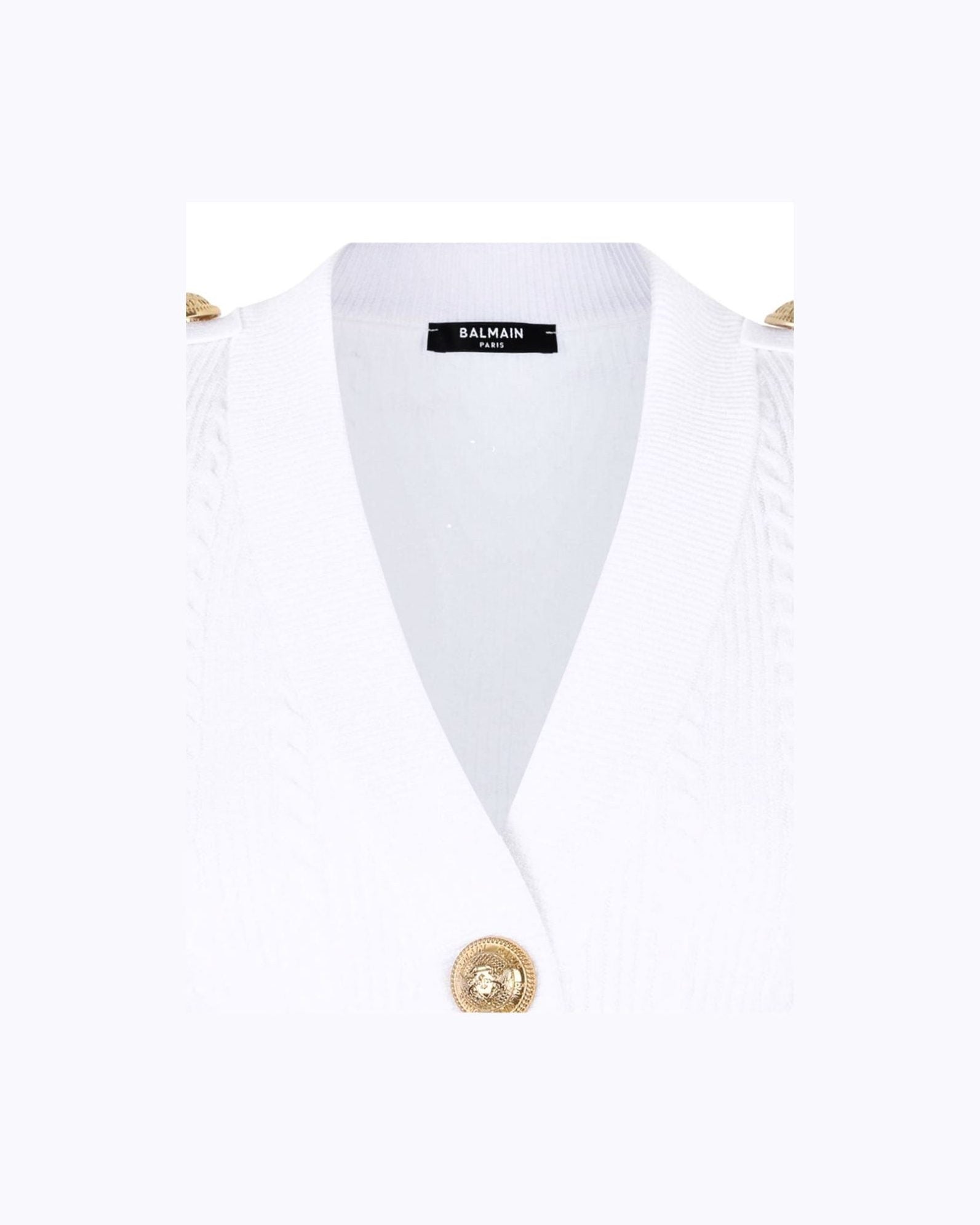 Balmain Button Trim Cable Knit Cardigan Glam Steals