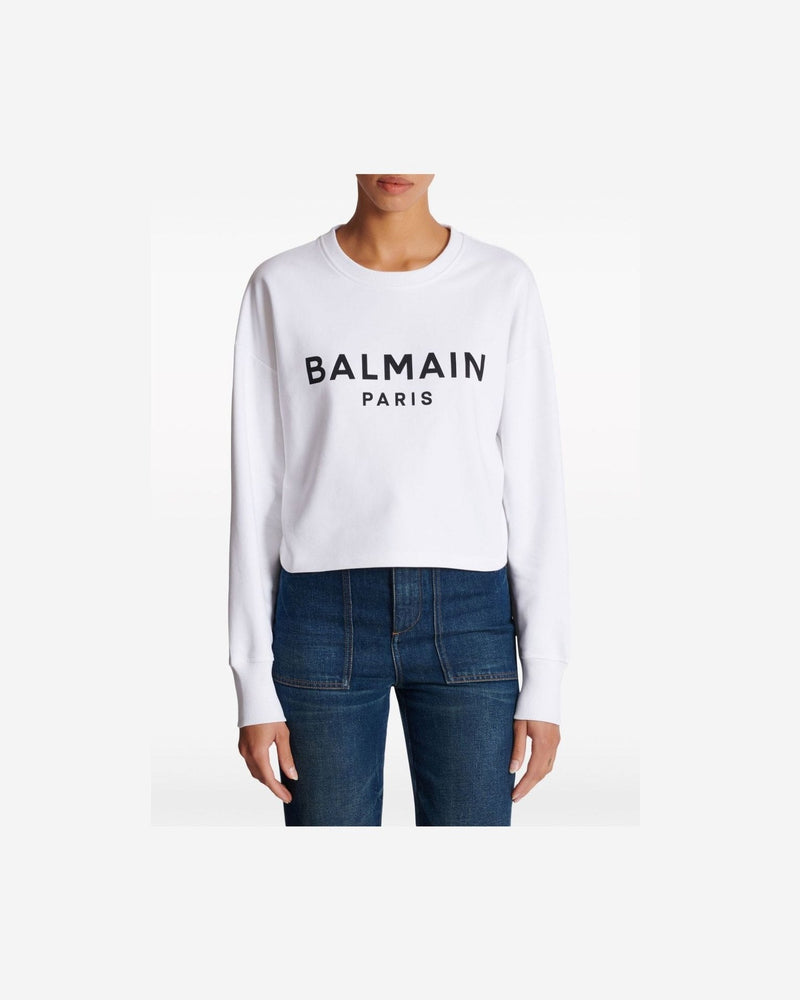 Balmain Cotton Logo Print Sweat-shirt Glam Steals