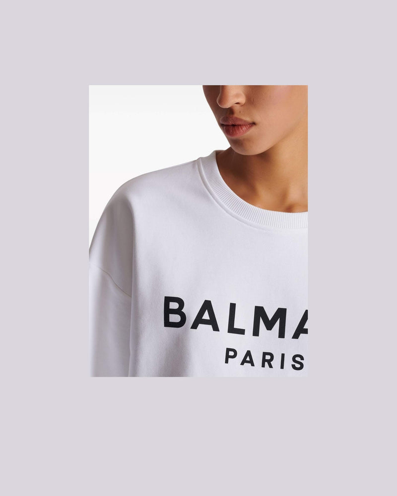 Balmain Cotton Logo Print Sweat-shirt Glam Steals