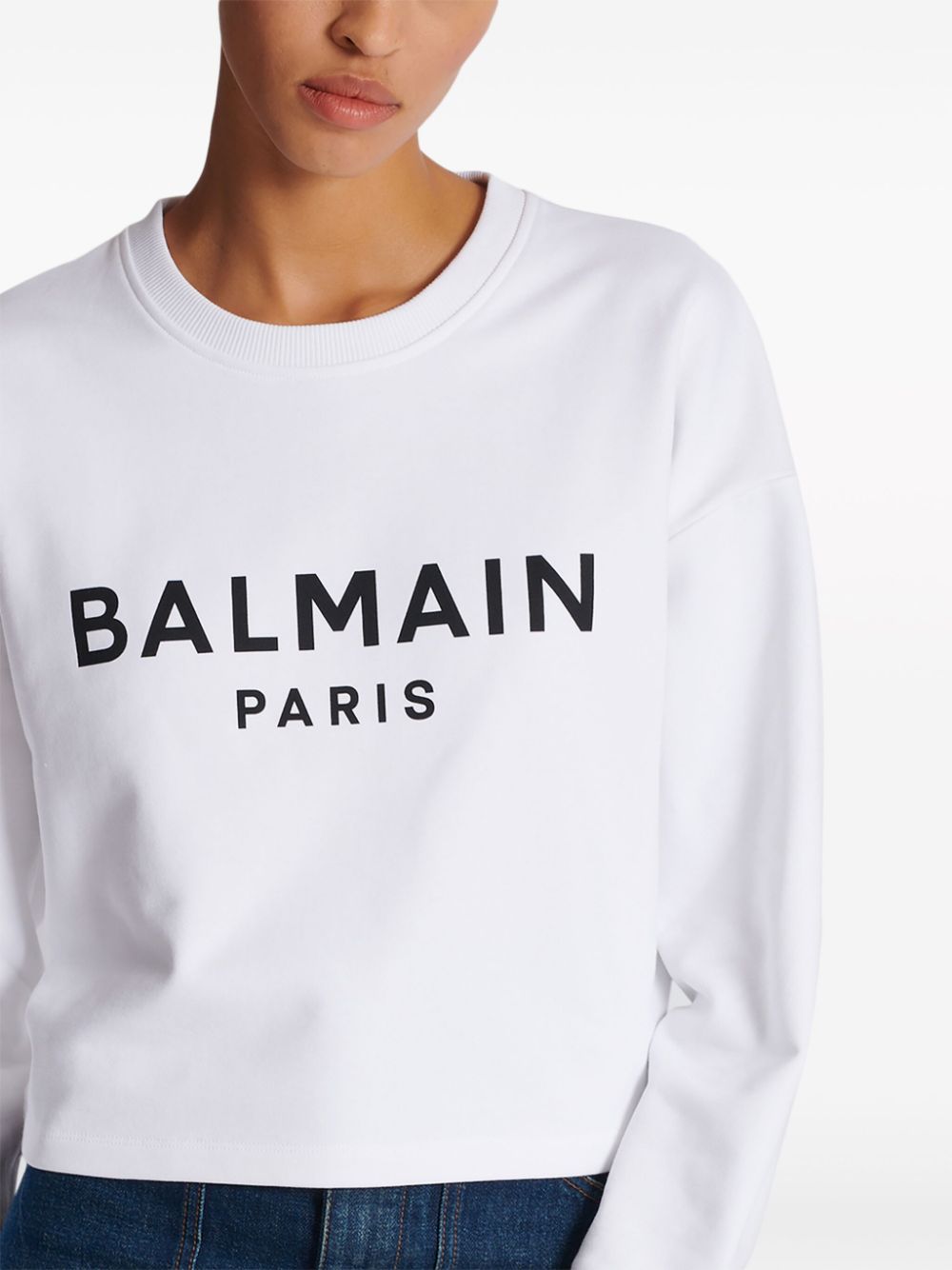 Balmain Cotton Logo Print Sweat-shirt Glam Steals