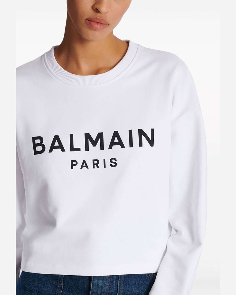 Balmain Cotton Logo Print Sweat-shirt Glam Steals