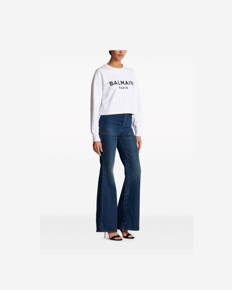 Balmain Cotton Logo Print Sweat-shirt Glam Steals