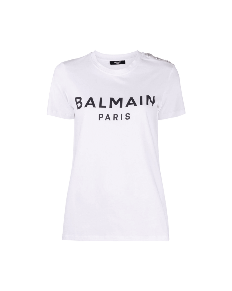 Balmain Cotton Logo Print T-Shirt Glam Steals