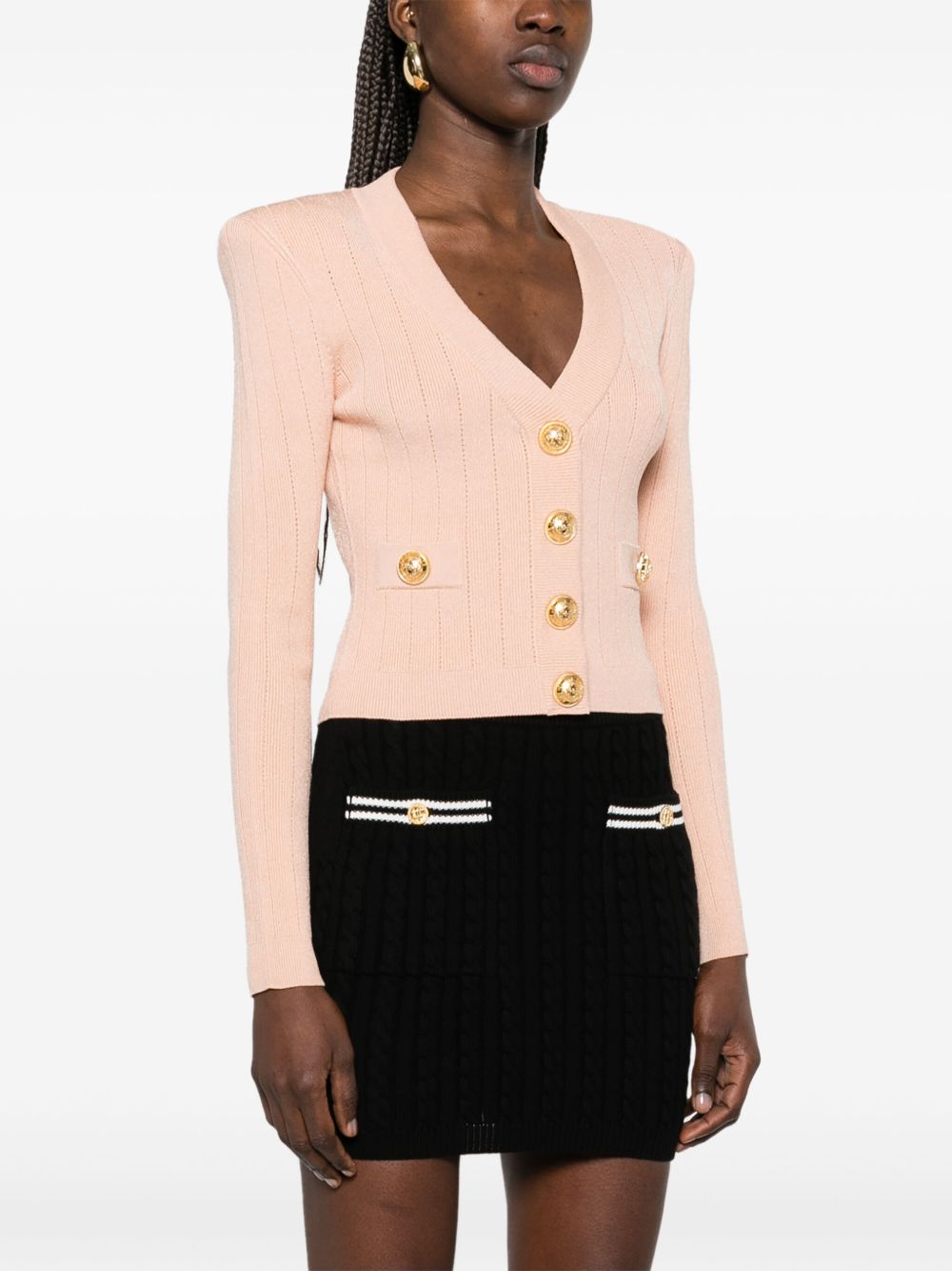 Balmain Cropped Knit Cardigan Glam Steals