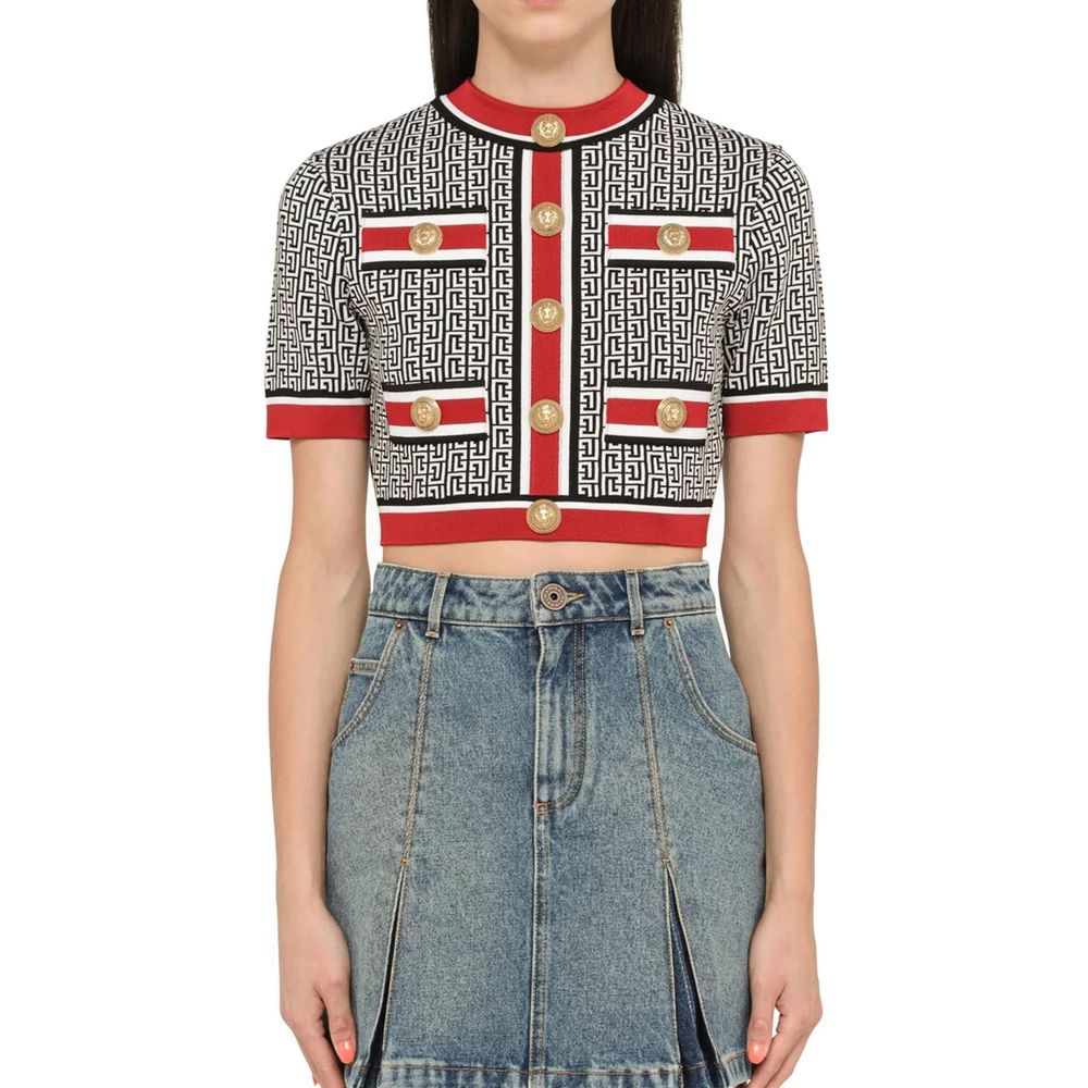 Balmain Cropped Monogram Top Glam Steals