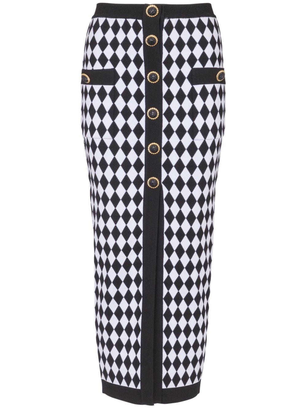 Balmain Diamond Intarsia Knitted Midi Skirt Glam Steals