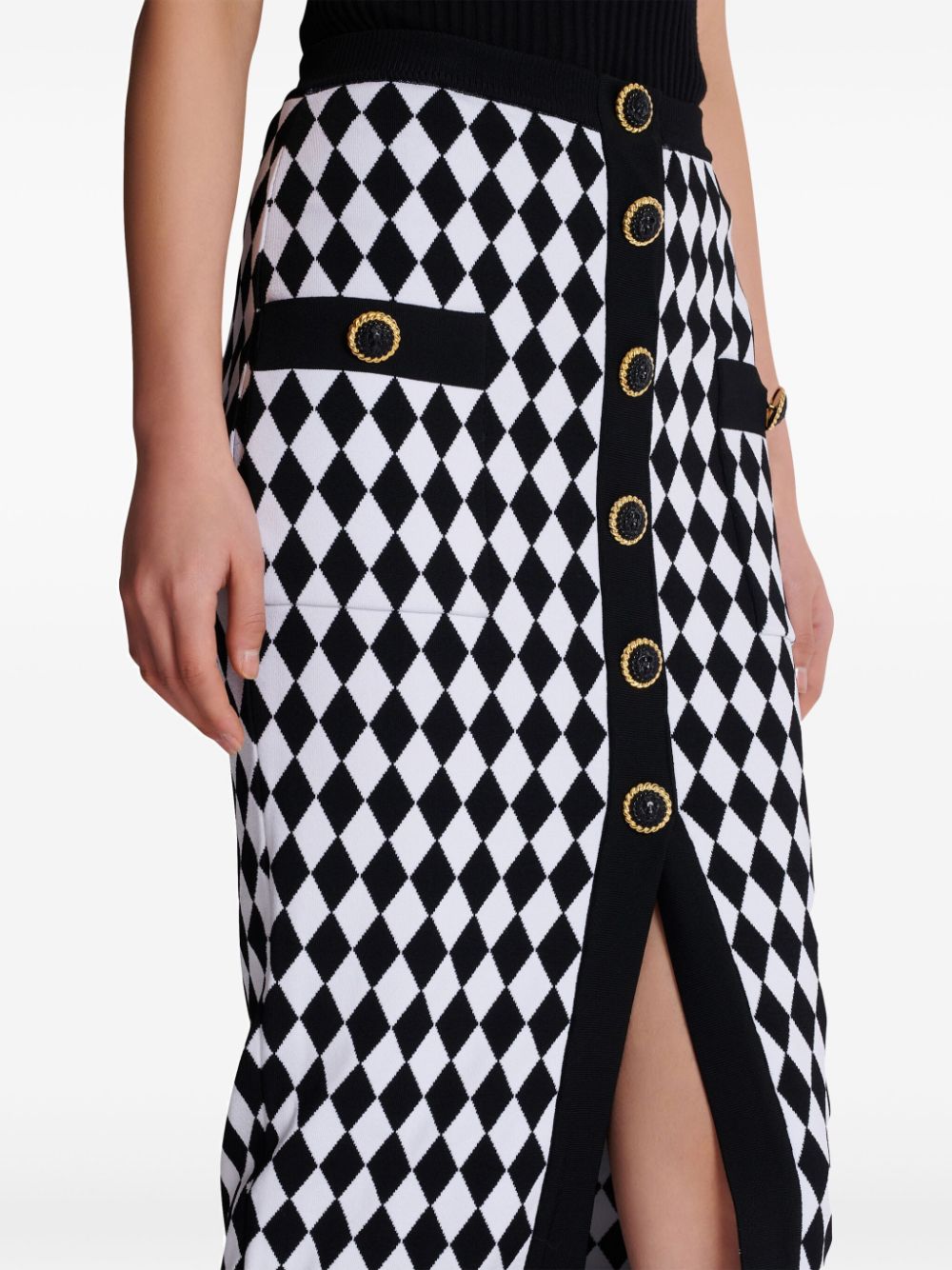 Balmain Diamond Intarsia Knitted Midi Skirt Glam Steals