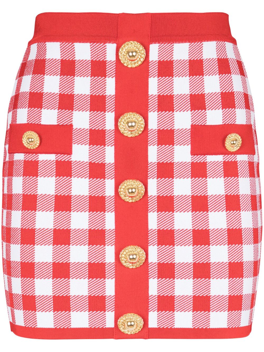 Balmain Gingham Fine Knit Miniskirt Glam Steals