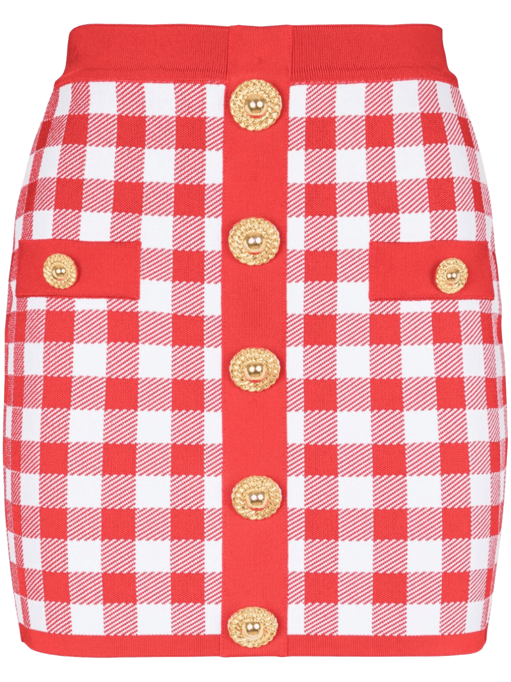 Balmain Gingham Fine Knit Miniskirt Glam Steals