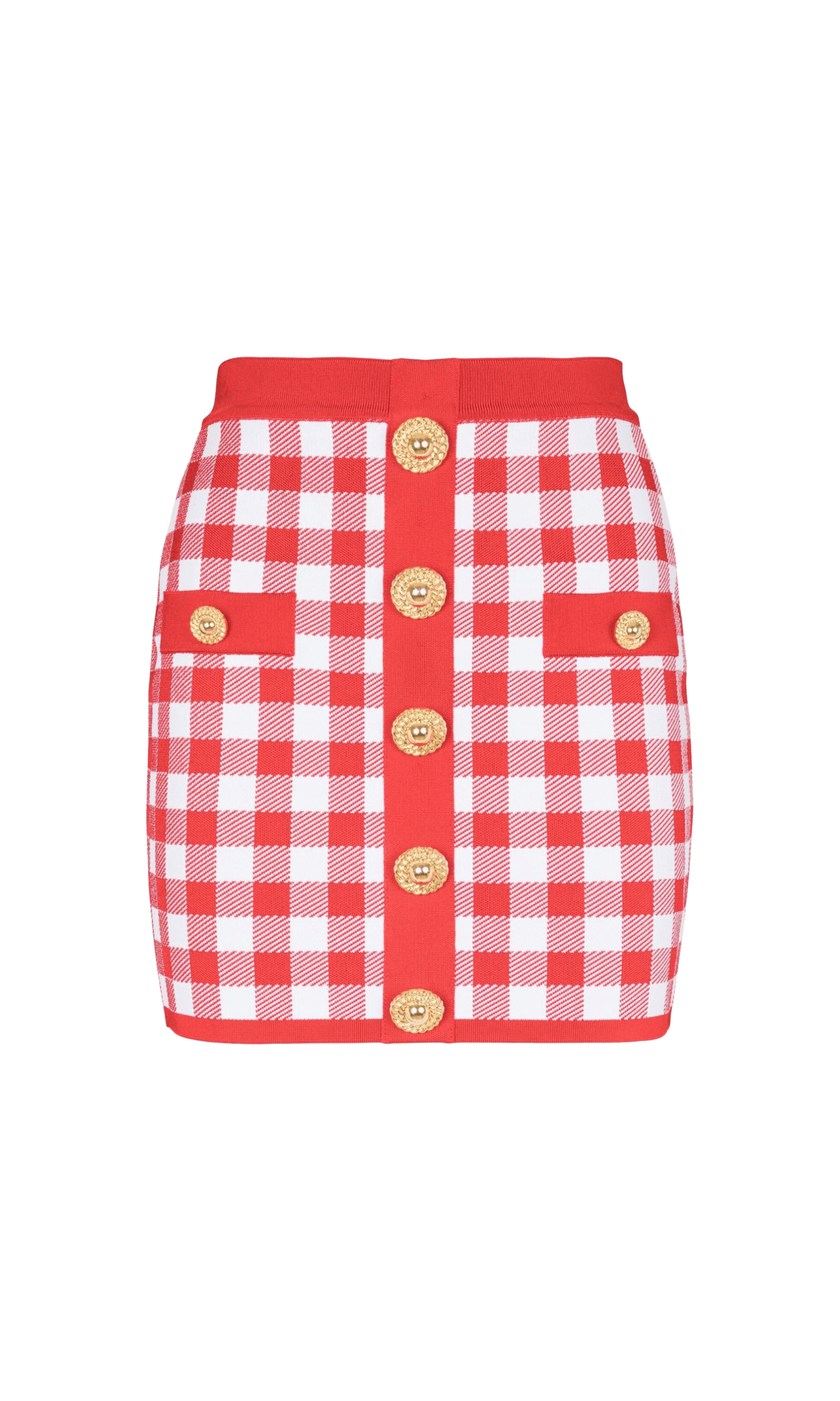 Balmain Gingham Fine Knit Miniskirt Glam Steals
