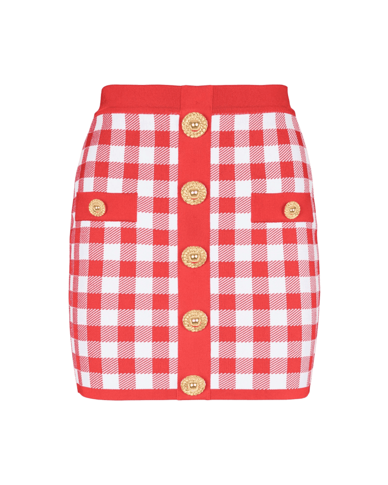 Balmain Gingham Fine Knit Miniskirt Glam Steals