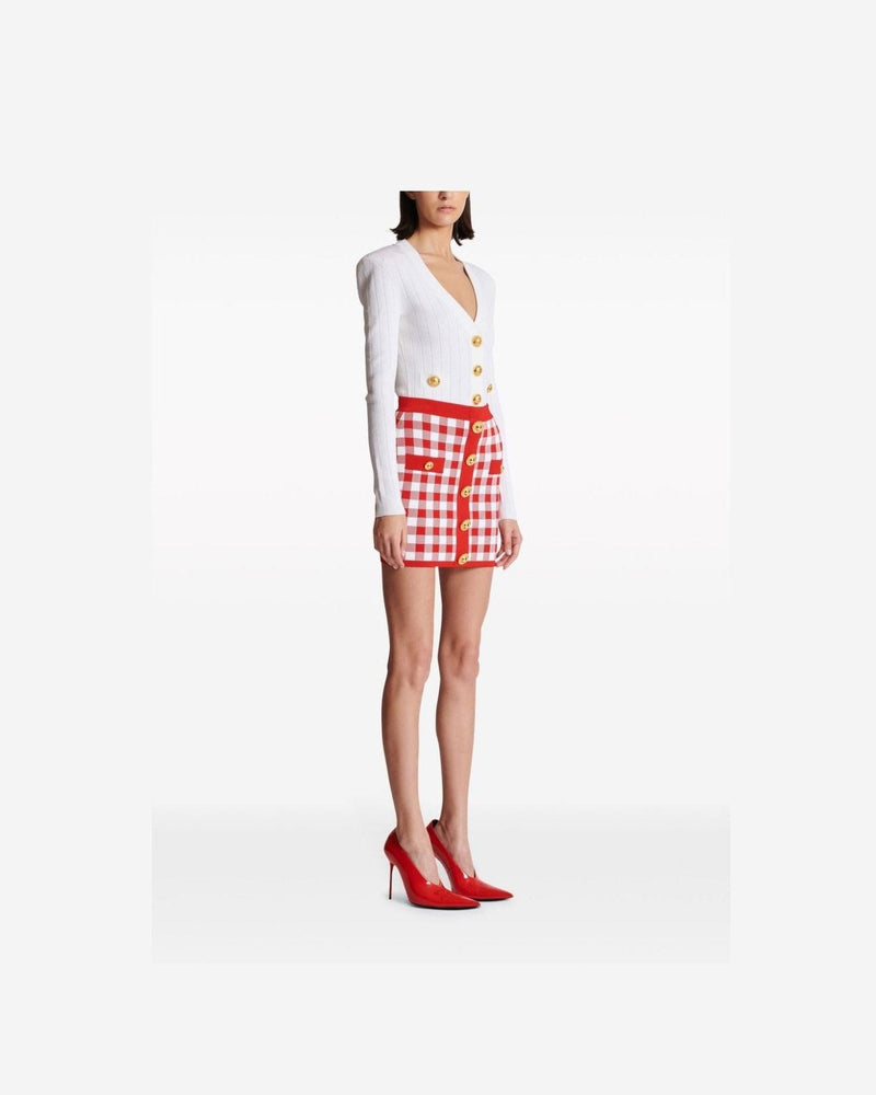 Balmain Gingham Fine Knit Miniskirt Glam Steals