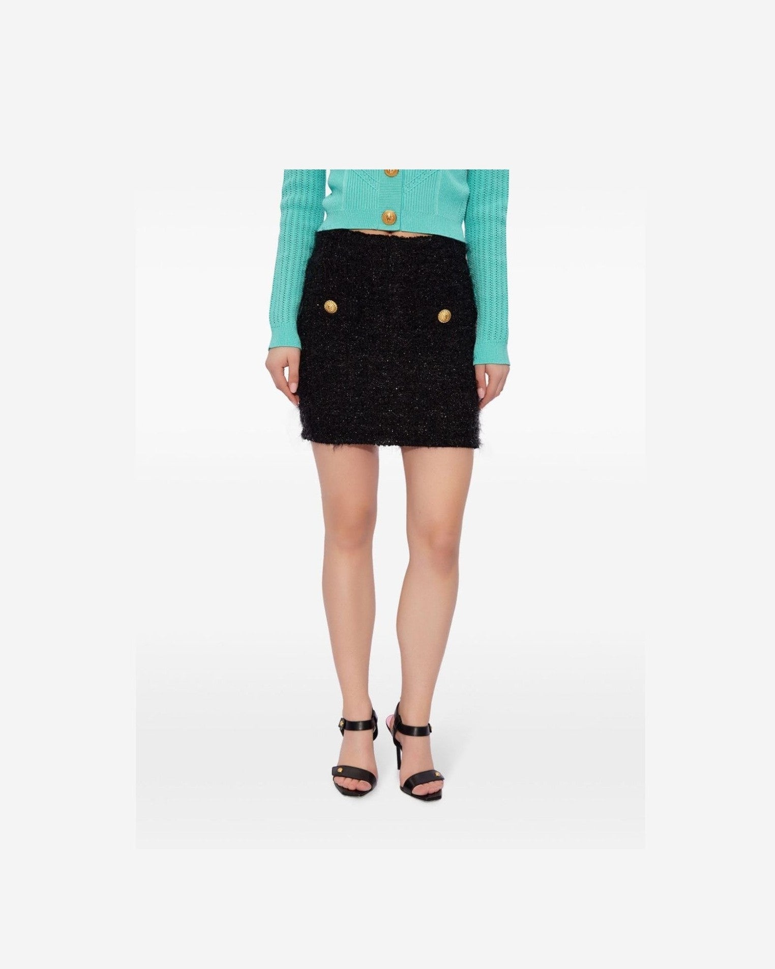 Balmain High Waisted Bouclé Miniskirt Glam Steals