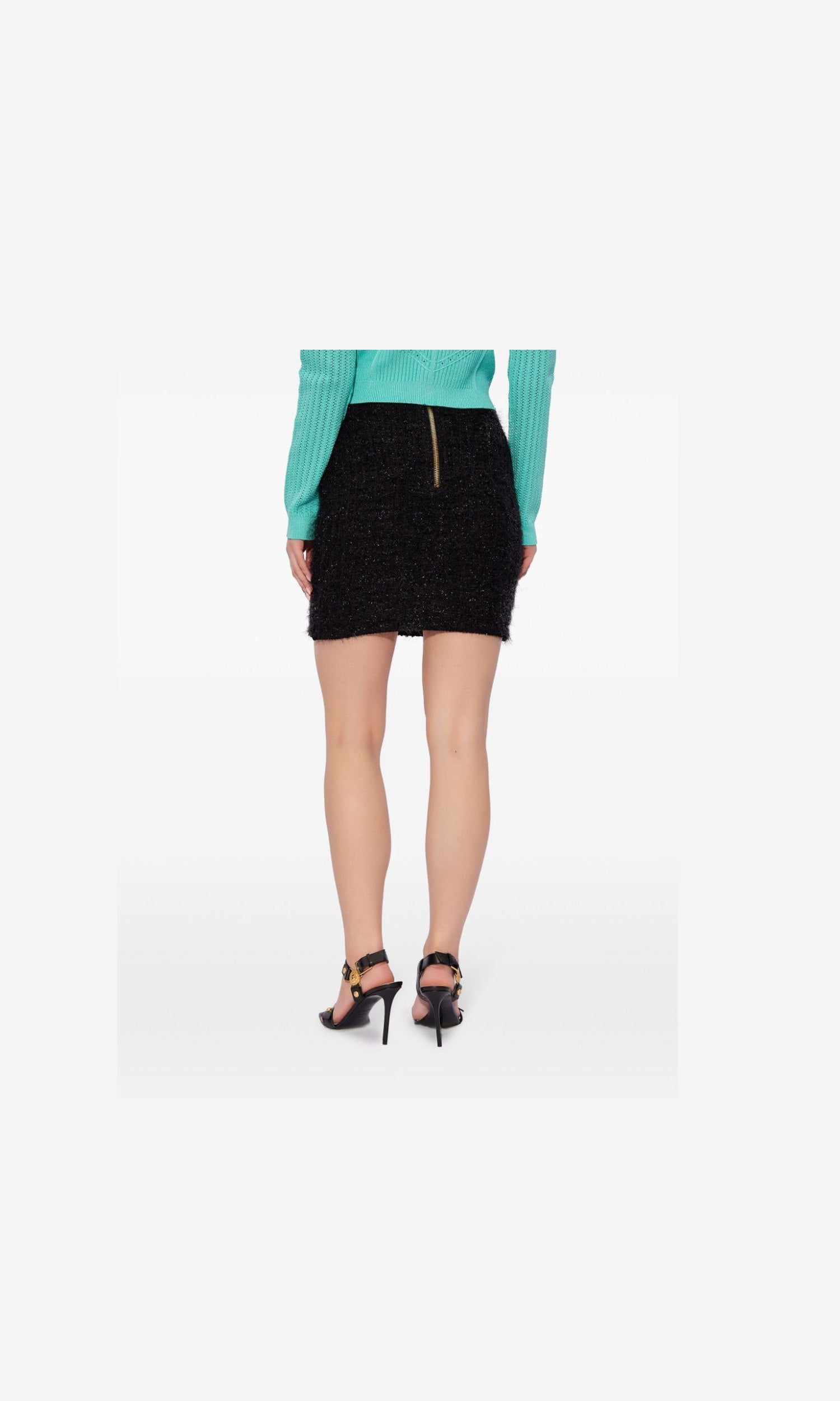 Balmain High Waisted Bouclé Miniskirt Glam Steals