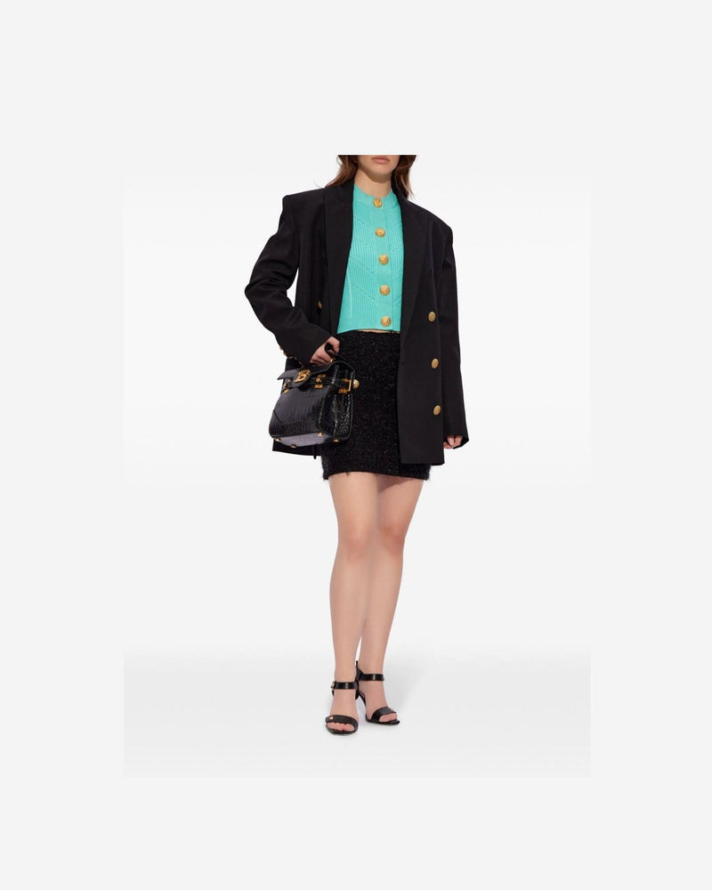Balmain High Waisted Bouclé Miniskirt Glam Steals
