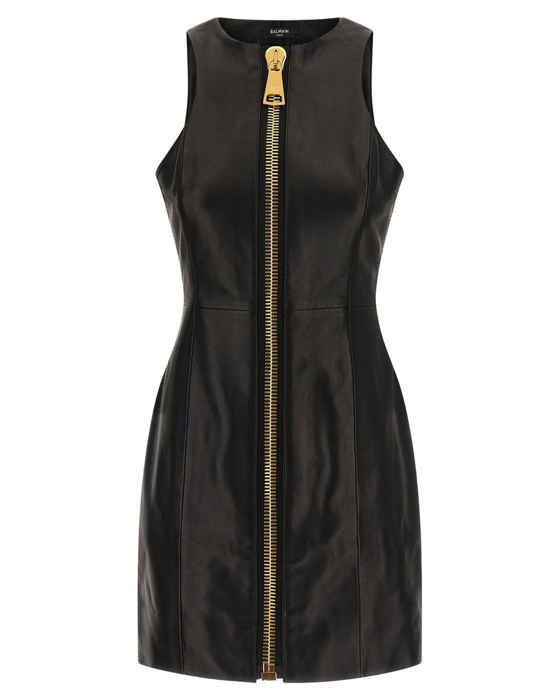 Balmain Leather Maxi Zip Dress Glam Steals