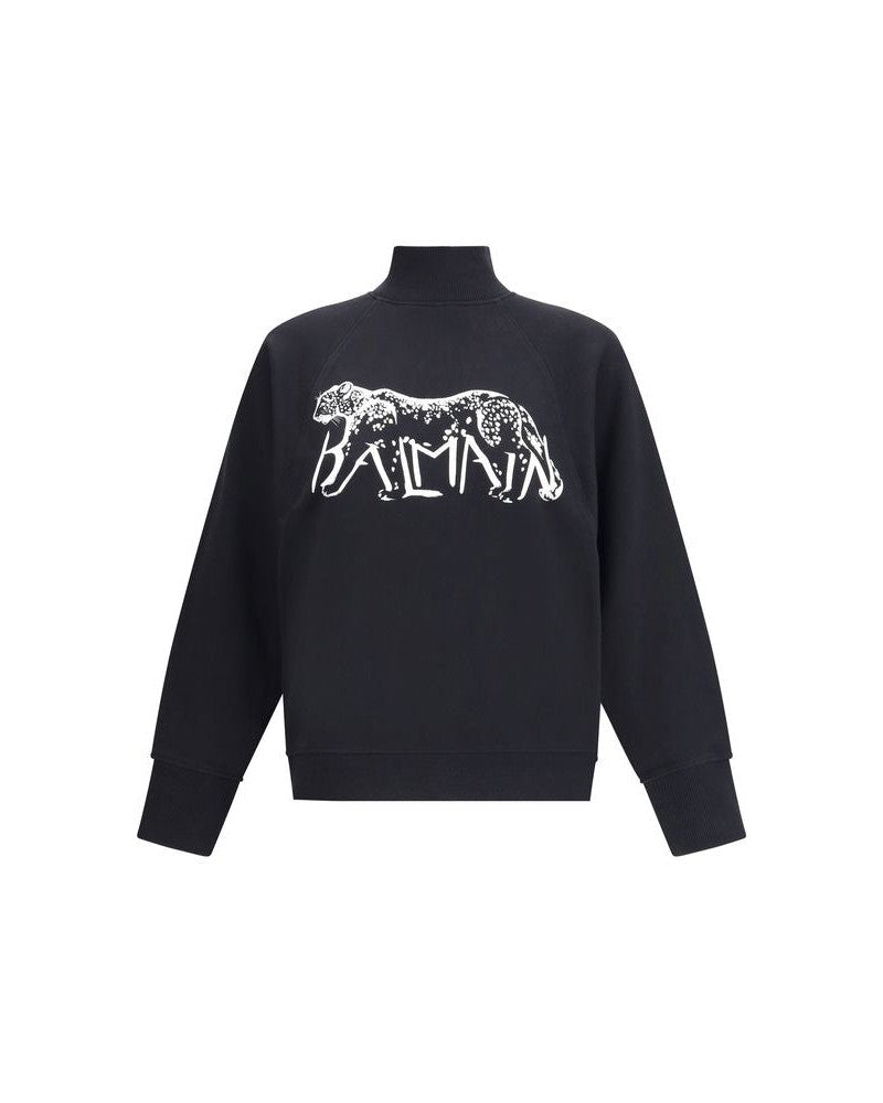 Balmain Leopard Print High Neck Sweat-shirt Glam Steals