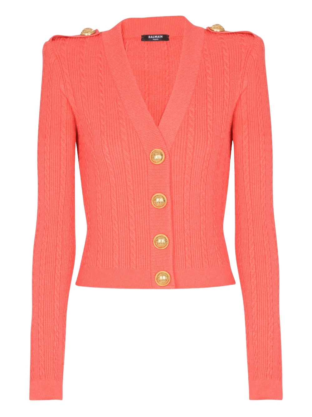Balmain Long Sleeved Twisted Knit Cardigan