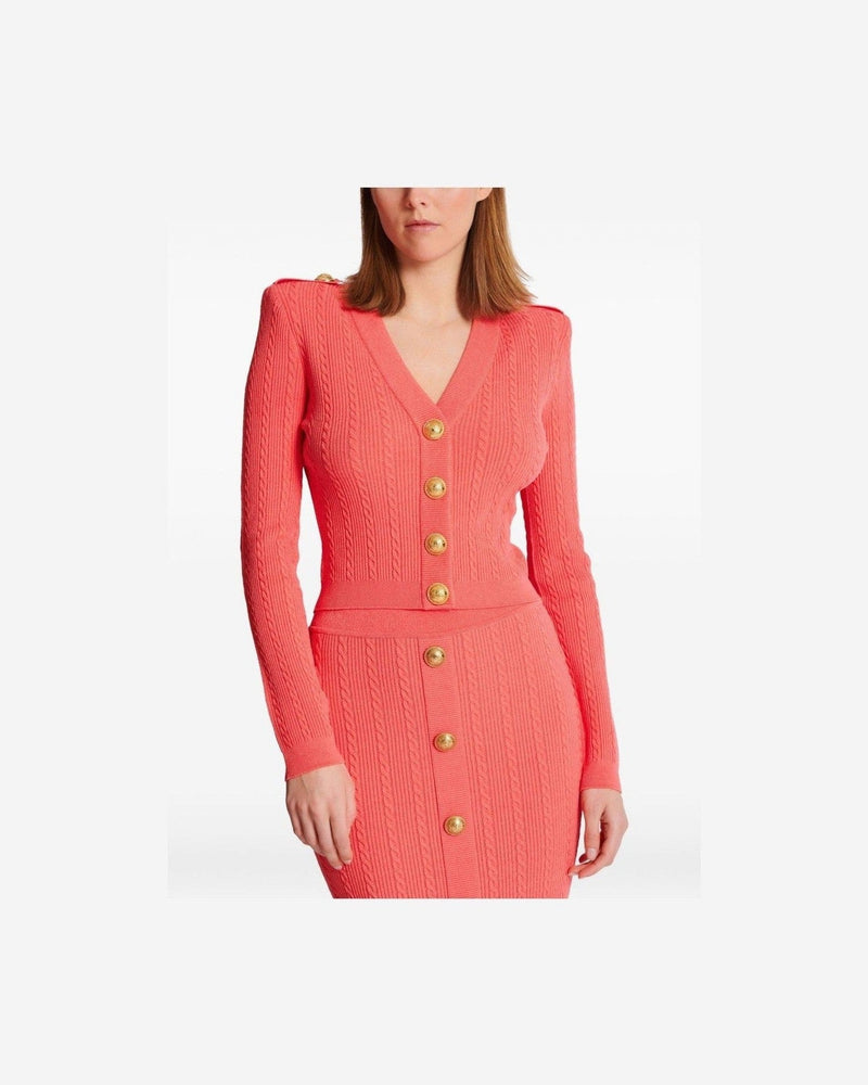 Balmain Long Sleeved Twisted Knit Cardigan Glam Steals