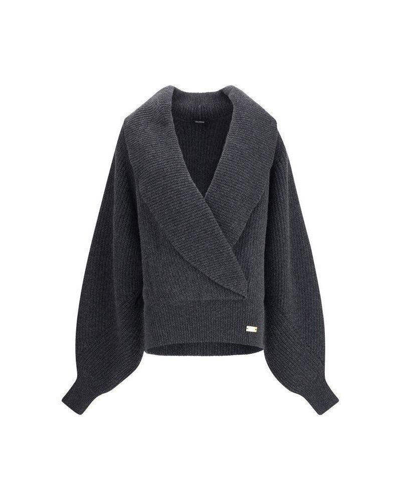 Balmain Oversized Wrap Effect Sweater Glam Steals