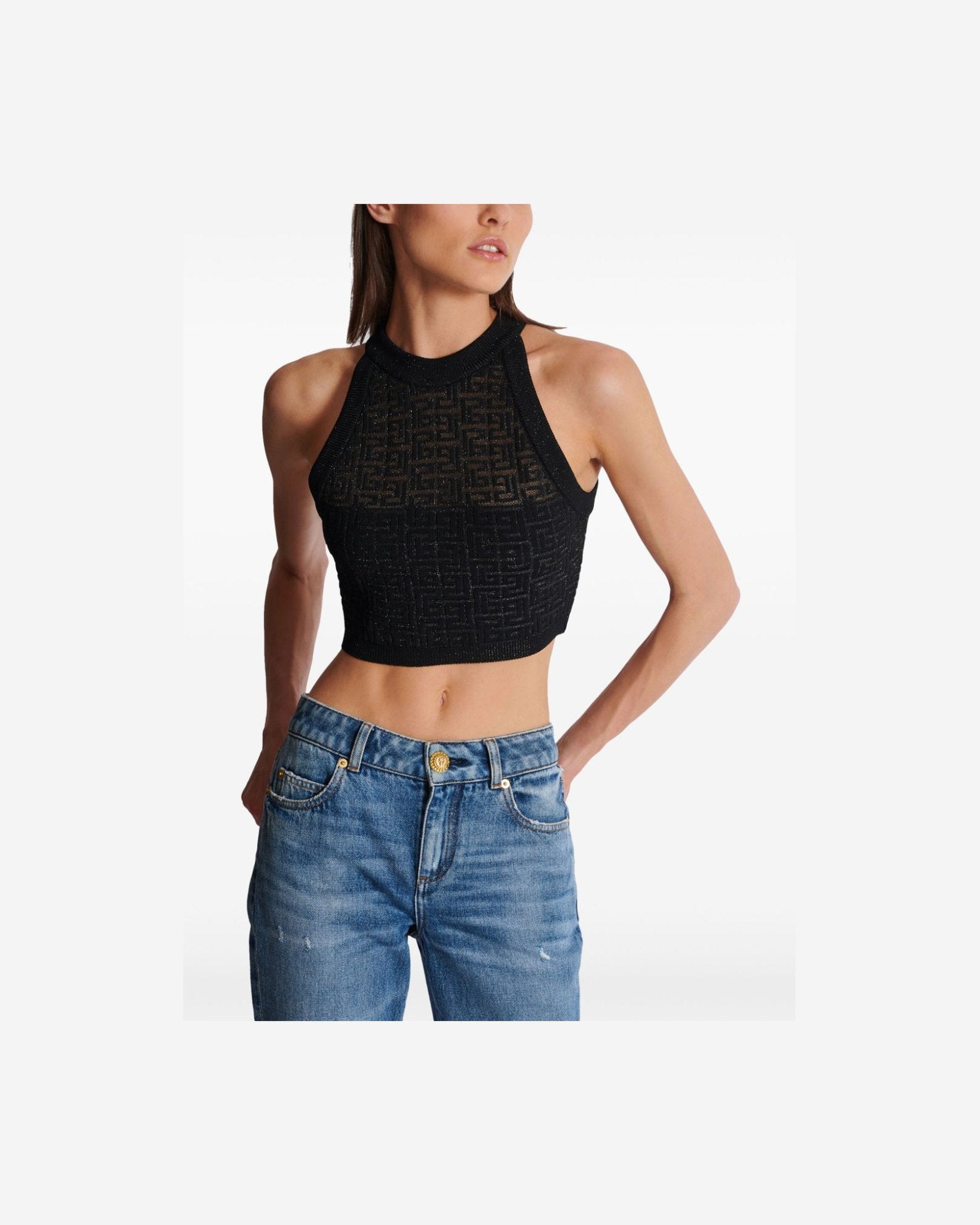 Balmain Pb Labyrinth Knit Top Glam Steals