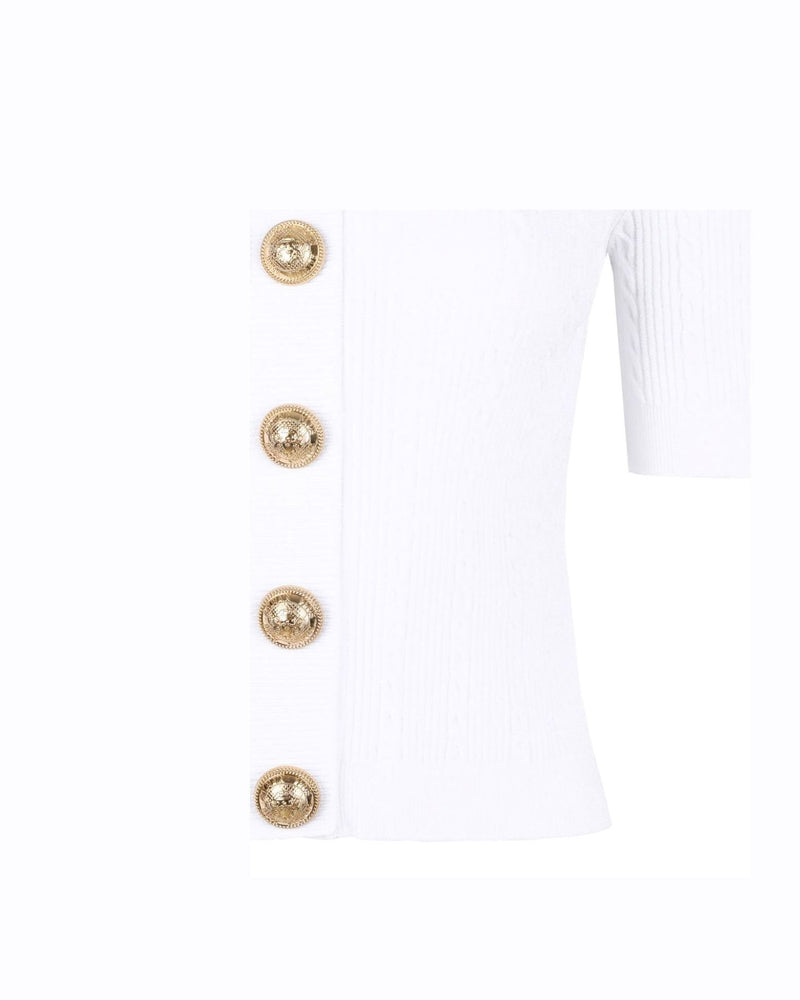 Balmain Ribbed Buttoned Top Glam Steals