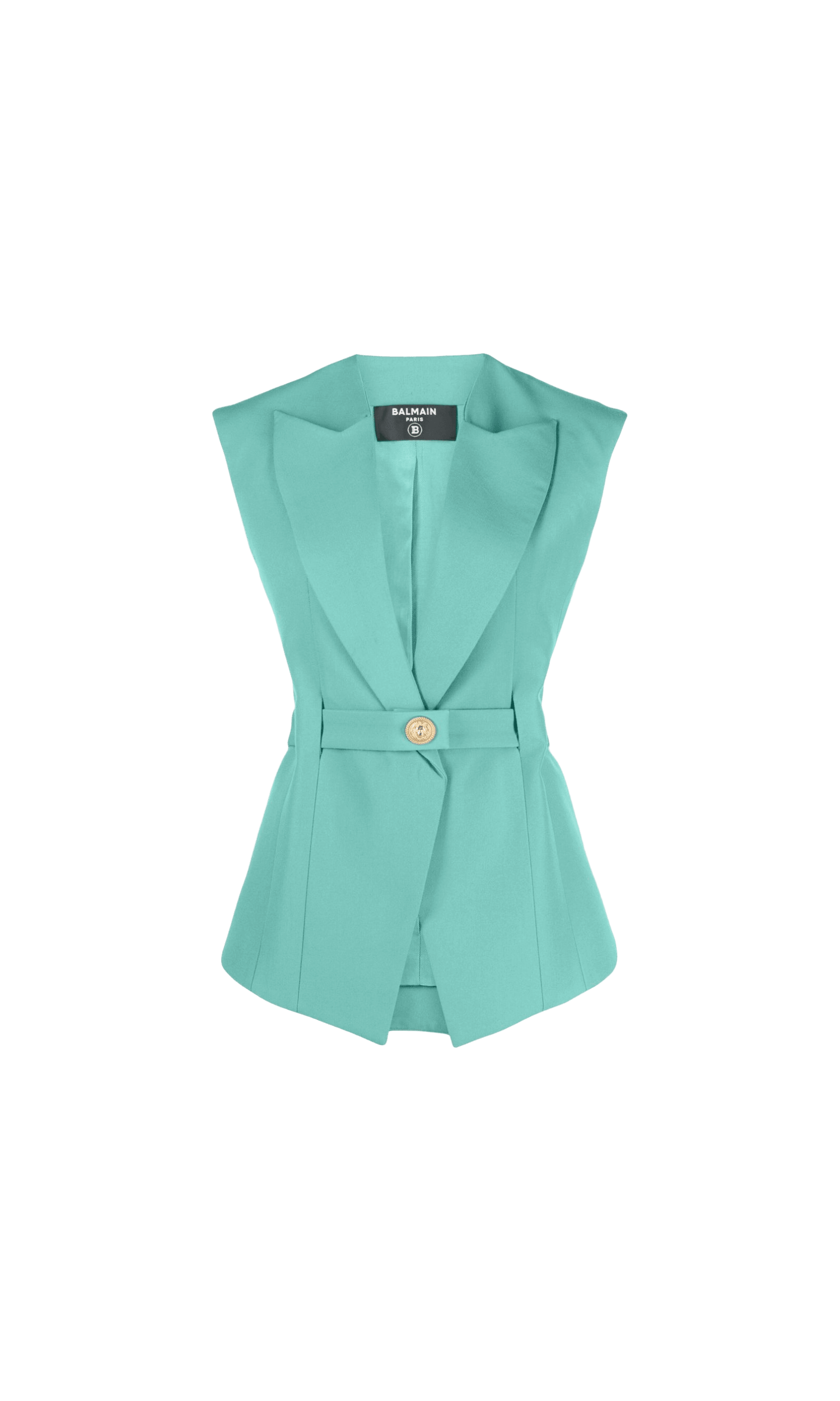 Balmain Sleeveless Belted Jacket Glam Steals