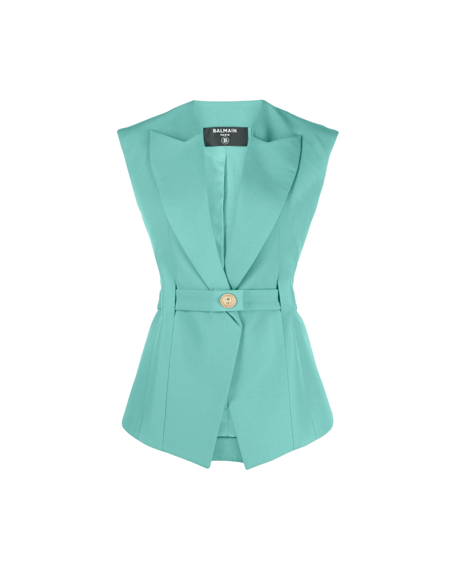 Balmain Sleeveless Belted Jacket Glam Steals