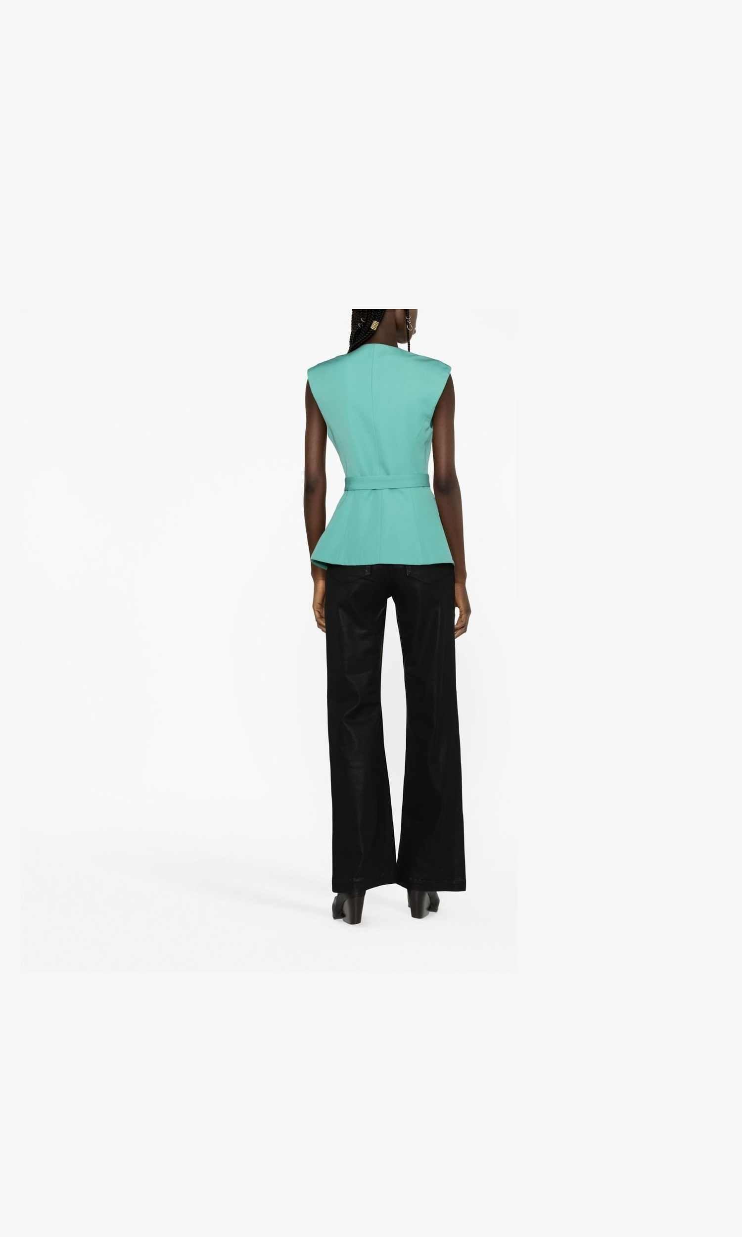 Balmain Sleeveless Belted Jacket Glam Steals