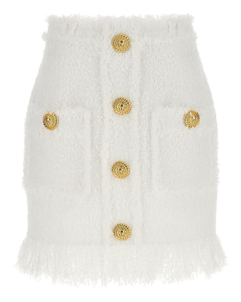 Balmain Tweed Button Skirt Glam Steals