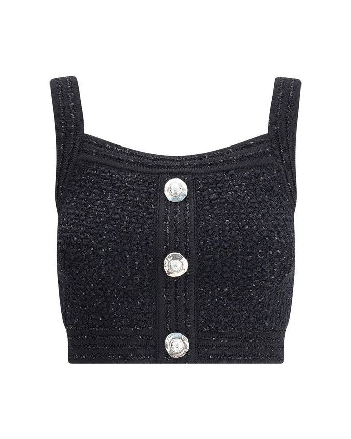 Balmain Tweed Crop Top Glam Steals